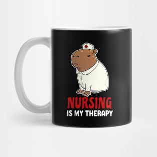 Nursing is my therapy cartoon Capybara Mug